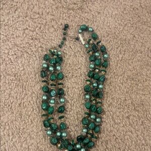 Source Unknown Emerald and Teal Beaded Necklace